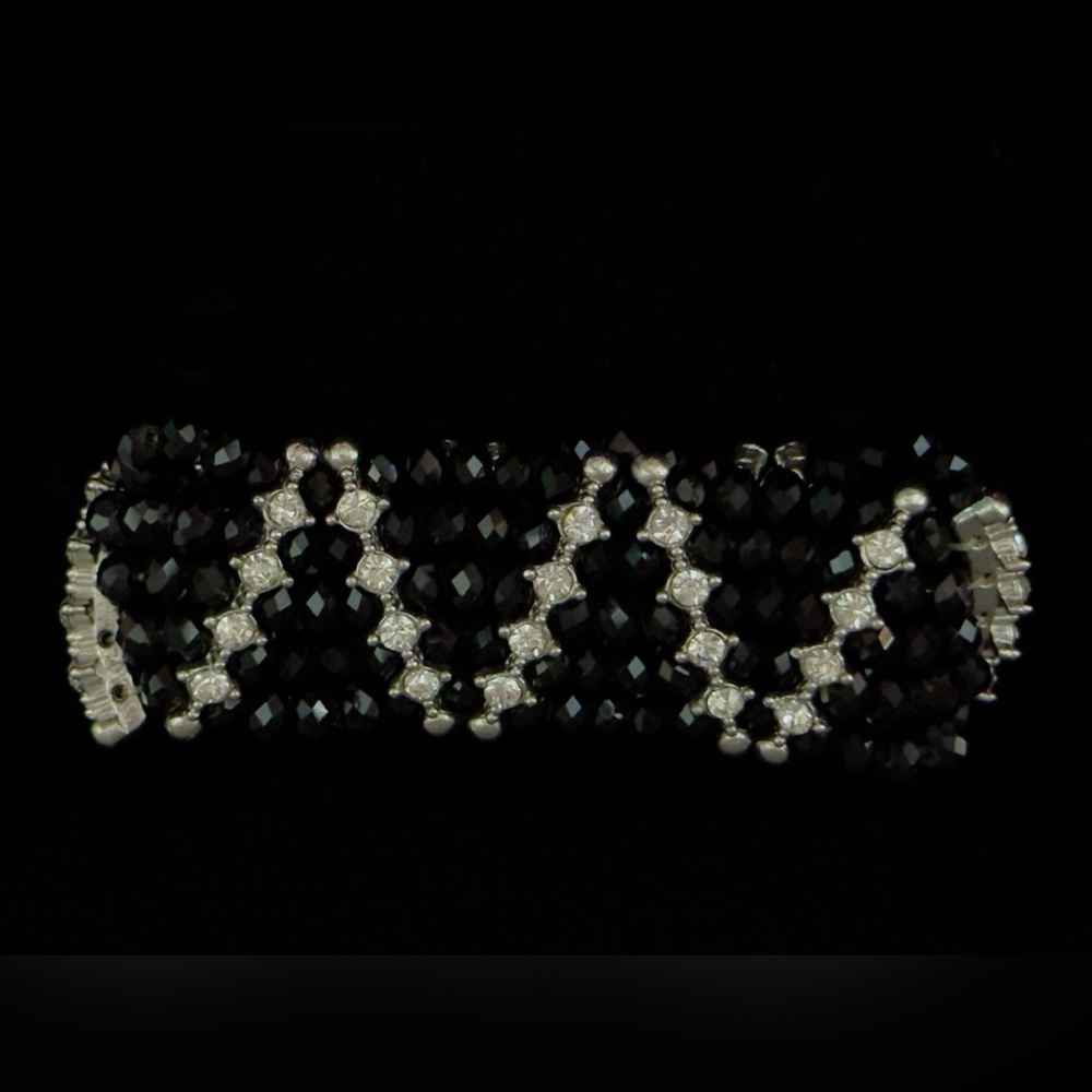 Black and White Ribbon Bracelet